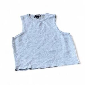 2000s Style PrettyLittleThing Grey Cropped Tank Top – Size S